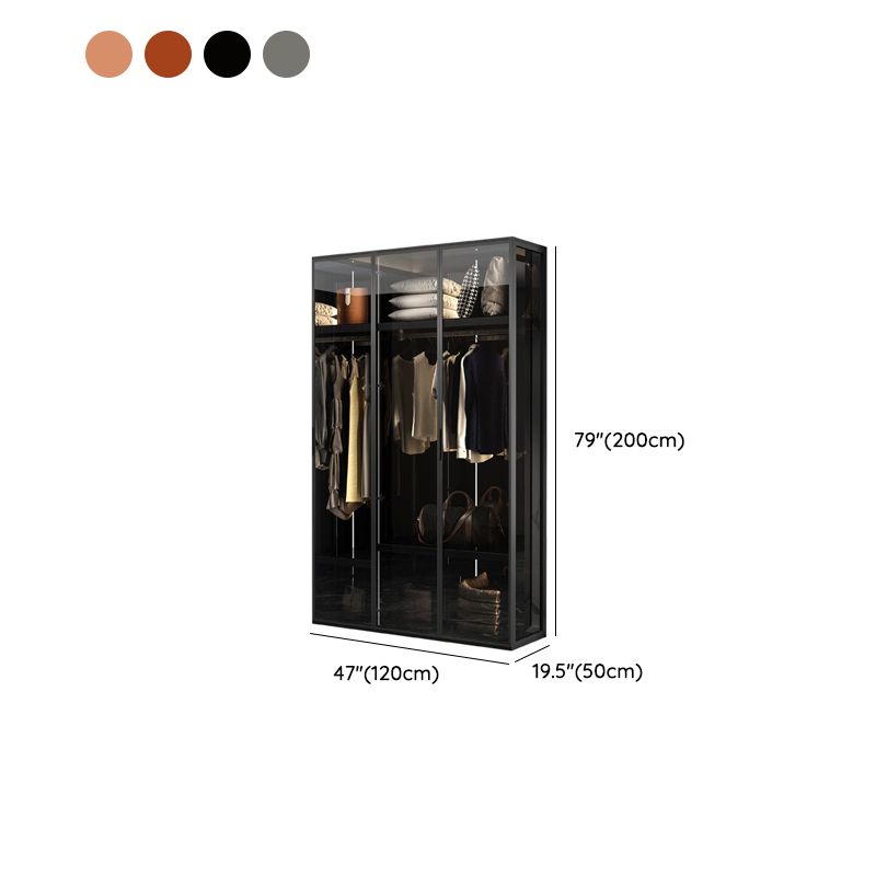 Contemporary Tempered Glass Wardrobe Armoire Freestanding Wardrobe with Shelves Clearhalo 'Armoires & Wardrobes' 'armoires_wardrobes' 'Bedroom Furniture' 'furn' 'furn_armoires_wardrobes' 'Furniture' 1200x1200_faa9340c-6f38-4092-b491-9fcac1e7e936