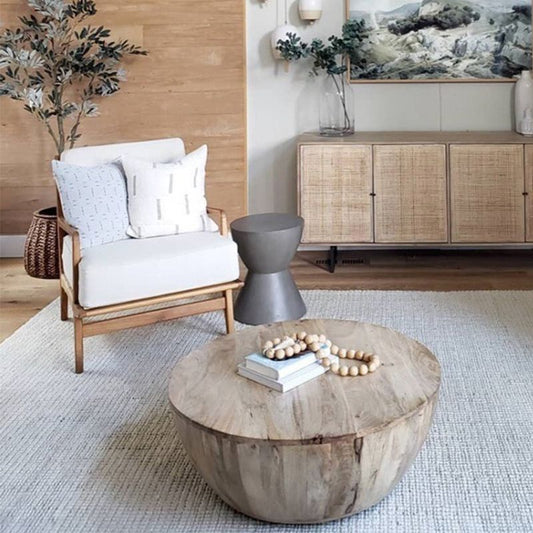 Tavolino in legno in legno massiccio tavolino rotondo in stile scandinavo