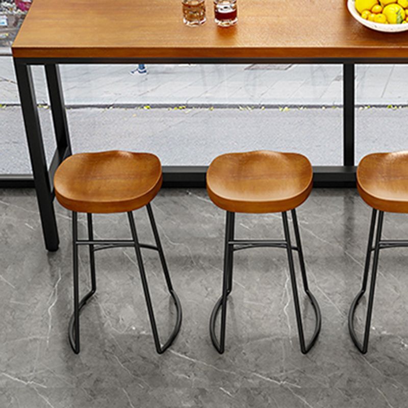 Industrial Wood Bistro Bar Table Rectangle Metal Base Bar Table with Footrest Clearhalo 'Bar Furniture' 'Bar Tables' 'bar_tables' 'furn' 'furn_bar_tables' 'Furniture' 'Kitchen & Dining Furniture' 1200x1200_faab5394-8504-4309-90c9-9262ffdb3fc9