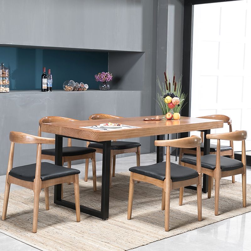 Industrial 1/2/5/7 Pieces Rectangle Dining Set Solid Wood Dining Table with Chairs Clearhalo 'Dining Room Sets' 'Dining Tables & Seating' 'dining_room_set' 'furn' 'furn_dining_room_set' 'Furniture' 'furniture_dining_room_set' 'Kitchen & Dining Furniture' 'kitchen&dining_furn' 'kitchen' 1200x1200_faabc81c-8ce7-49fd-b847-e72b590d46dd