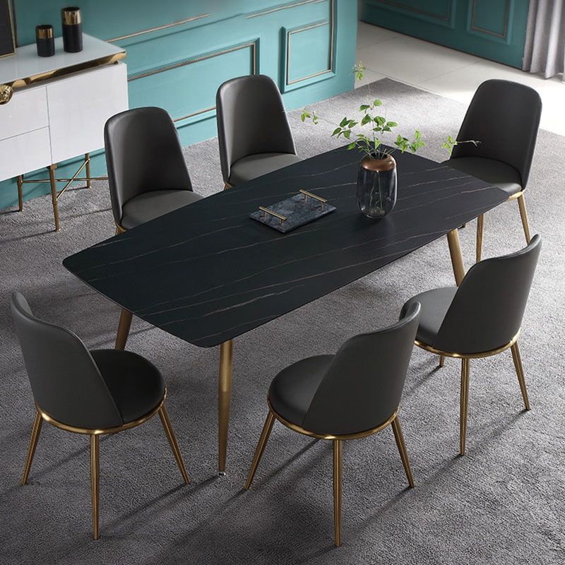 Rectangle Stone Top Dining Table Contemporary Dining Table with 4 Legs Clearhalo 'Dining Tables & Seating' 'Dining Tables' 'dining_table' 'furn' 'furn_dining_table' 'Furniture' 'furniture_dining_table' 'Kitchen & Dining Furniture' 'kitchen' 'kitchen_dining_table' 1200x1200_faad8213-ee84-410f-ada7-8690de330331
