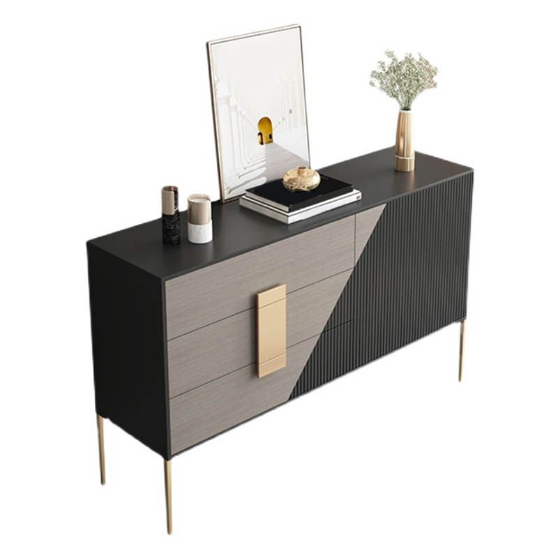 Glam Style Wooden Sideboard Cabinet 33.5" High Sideboard with Drawers and Storage Clearhalo 'buffet_sideboard' 'Buffets & Sideboards' 'furn' 'furn_buffet_sideboard' 'Furniture' 'Kitchen & Dining Furniture' 1200x1200_faadb5fe-50e5-4bf1-b236-5cd0ddde5a72