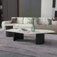 Irregular Slate Top Coffee Table with 2 Legs Modern 2-Piece Cocktail Table Set