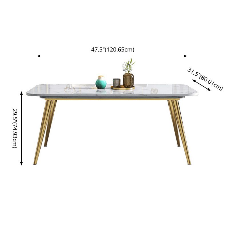 Fixed Sintered Stone Dining Room Set with Metallic 4 Legs Table Dining Room Furniture for Home Use Clearhalo 'Dining Room Sets' 'Dining Tables & Seating' 'dining_room_set' 'furn' 'furn_dining_room_set' 'Furniture' 'furniture_dining_room_set' 'Kitchen & Dining Furniture' 'kitchen&dining_furn' 'kitchen' 1200x1200_faaea686-6a23-4a6f-b0be-cc21ff81a897