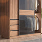 Glass and Wood Wardrobe Cabinet Brown Wardrobe Armoire with Garment Rod Clearhalo 'Armoires & Wardrobes' 'armoires_wardrobes' 'Bedroom Furniture' 'furn' 'furn_armoires_wardrobes' 'Furniture' 1200x1200_faaf453f-490a-4dfd-80a4-46a2ce194493