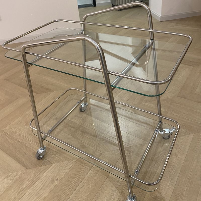 Modern Glass End Slide Table 2-Tier Corner Table with Storage