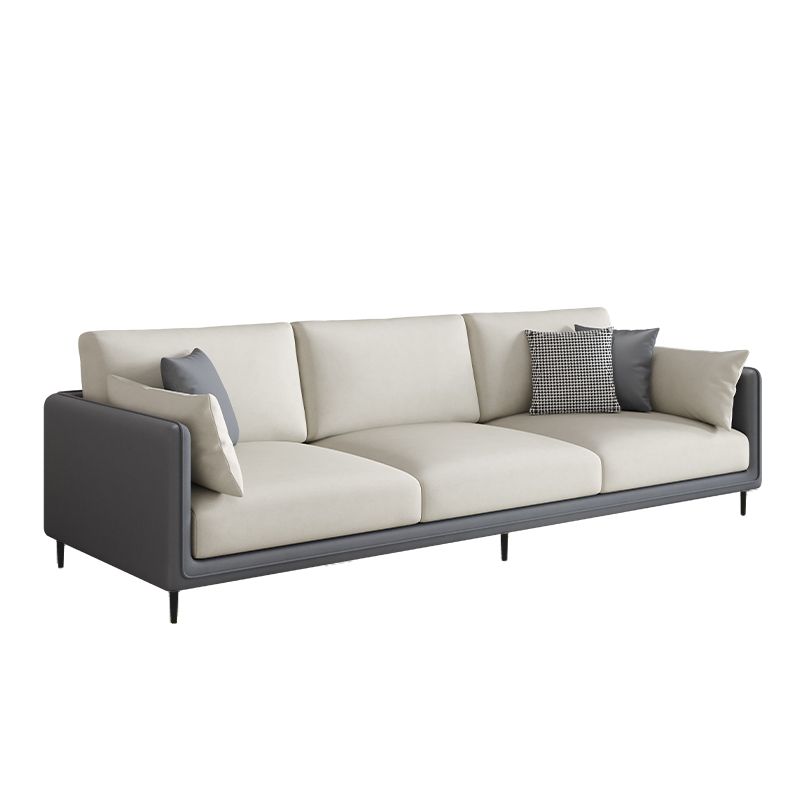 Contemporary Faux Leather Tuxedo Arm Standard Sofa with Bolster Pillows Clearhalo 'furn' 'furn_sofas' 'Furniture' 'furniture_sofas' 'kitchen' 'kitchen_sofas' 'Living Room Furniture' 'Sofa' 'sofas' 1200x1200_faafaeee-ead9-4a1d-8ead-21c3d34c9773