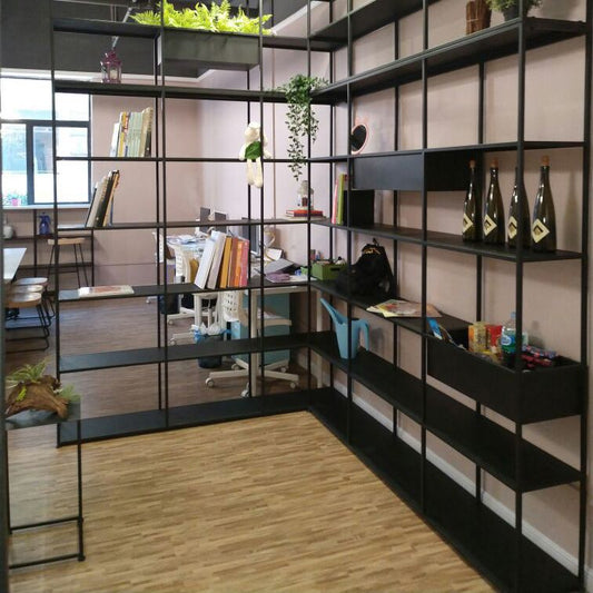 Industrial Style Bookshelf in Black Iron Shelf for Study Room Office with 5 Open Shelves Clearhalo 'Bookcases' 'furn' 'furn_bookcases' 'Furniture' 'furniture_bookcases' 'kitchen' 'kitchen_bookcases' 'Living Room Furniture' 'Office Furniture' 1200x1200_fab2bb5f-831d-4a60-ba8f-9008a3386313