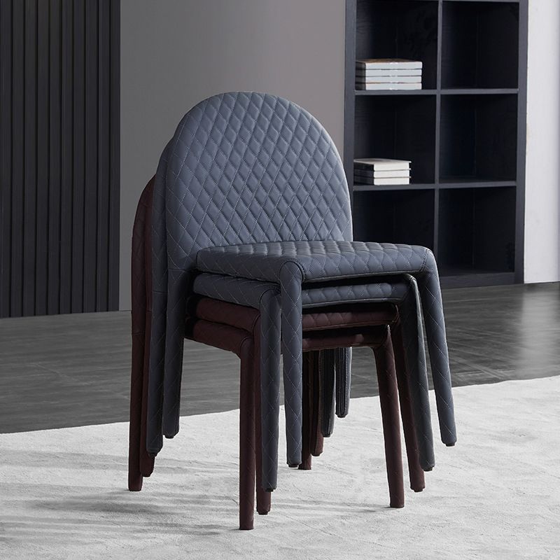 Minimalistischer fester Rücken ohne Armlosen Esstuhl Leder -Essstuhl für Zuhause