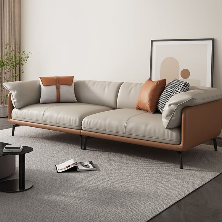 Zeitgenössischer 32,67 "hoher echter Lederkissen -Oberarmsofa