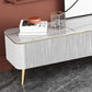 Stone Top Media Console Modern TV Media Stand with Gold Metal Legs