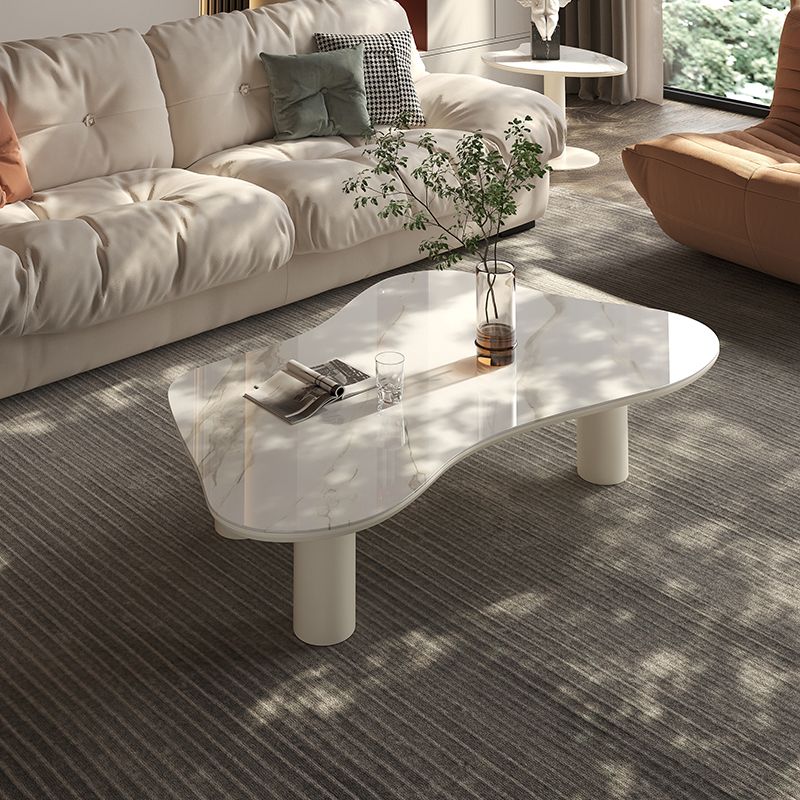 No Distressing Single Coffee Table Slate Free-Form White Coffee Table Clearhalo 'Coffee & Accent Tables' 'Coffee Tables' 'coffee_tables' 'furn' 'furn_coffee_tables' 'Furniture' 'Living Room Furniture' 1200x1200_fab45999-7963-44f5-b204-7f6e4ea8ed06