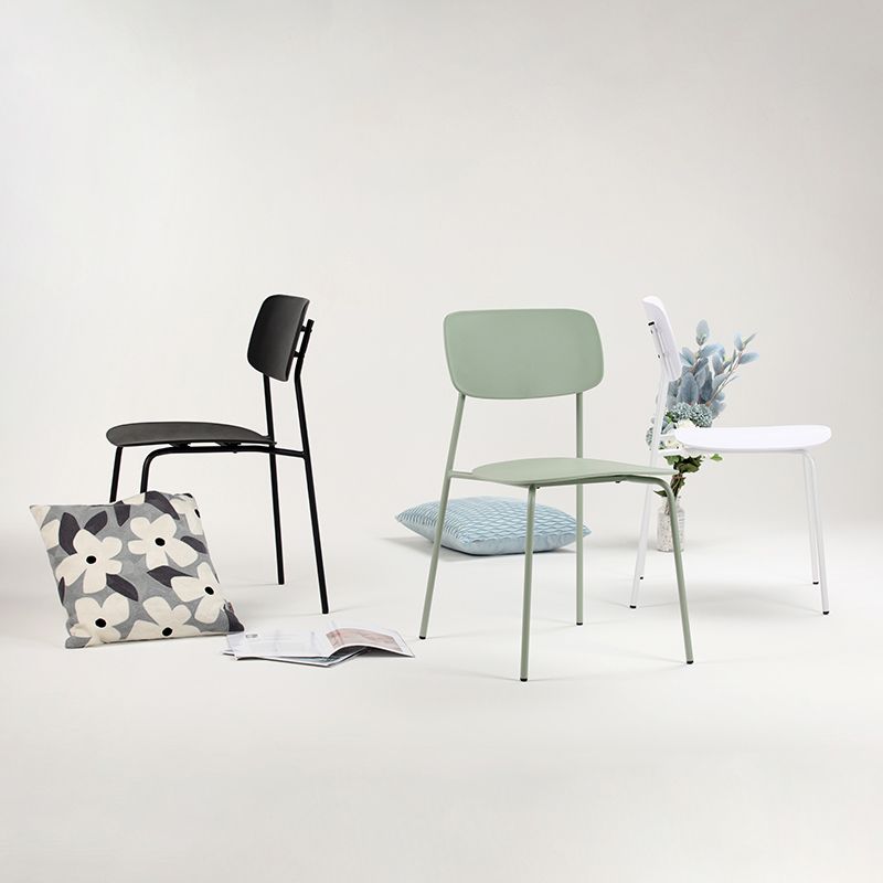 Industrial Dining Armless Chairs Plastic Open Back Side Chair with Metal Legs Clearhalo ' kitchen&dining_furn' 'Dining Chairs' 'Dining Tables & Seating' 'dining_chair' 'furn' 'furn_dining_chair' 'Furniture' 'furniture_dining_chair' 'Kitchen & Dining Furniture' 'kitchen' 1200x1200_fab8dc18-d3ba-4c73-86a0-29f546e3c43e