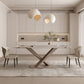 Glam Dining Set 1/3/4 Pcs Gold Rectangle Dining Table with Upholstered Chairs Clearhalo 'Dining Room Sets' 'Dining Tables & Seating' 'dining_room_set' 'furn' 'furn_dining_room_set' 'Furniture' 'Kitchen & Dining Furniture' 1200x1200_faba6aaa-5025-4363-9e59-0910519e8b4c