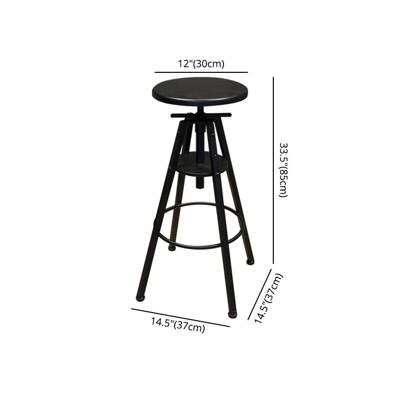 Height Adjustable Metal Barstools Industrial Style Backless Counter Stools Black Clearhalo 'Bar Furniture' 'Bar Stools' 'bar_stools' 'furniture_bar_stools' 'Kitchen & Dining Furniture' 'kitchen&dining_furn' 'kitchen' 'kitchen_furn' Furniture' 1200x1200_fabbf6f7-a6b4-4765-a081-c1b108d8114c