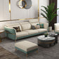 Glam Sectional Sofa White Pillowed Back Leather Cushions Sectional