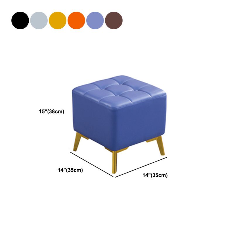 Glam Pouf Ottoman Genuine Leather Upholstered Tufted Square Ottoman with Chair Legs Clearhalo 'furn' 'furn_ottomans_poufs' 'Furniture' 'Living Room Furniture' 'Ottomans & Poufs' 'ottomans_poufs' 1200x1200_fabecaa2-d34b-4348-a46a-410453a16a0c