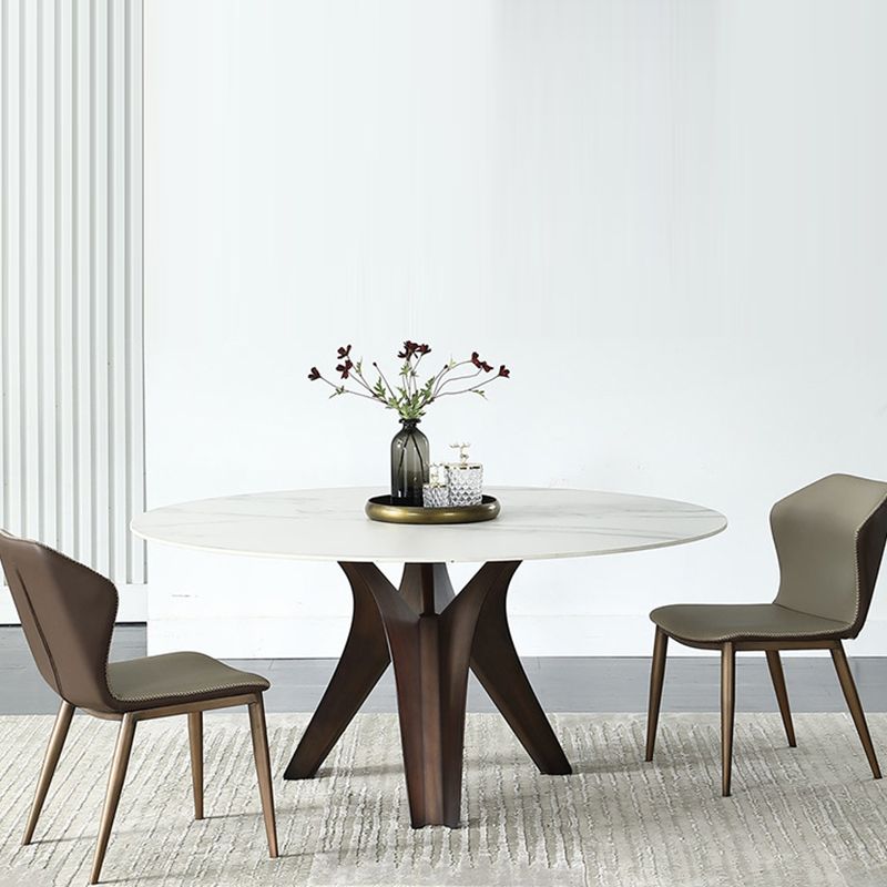 Tavolo da pranzo in pietra rotonda bianca nera mobili moderni con base di piedistallo