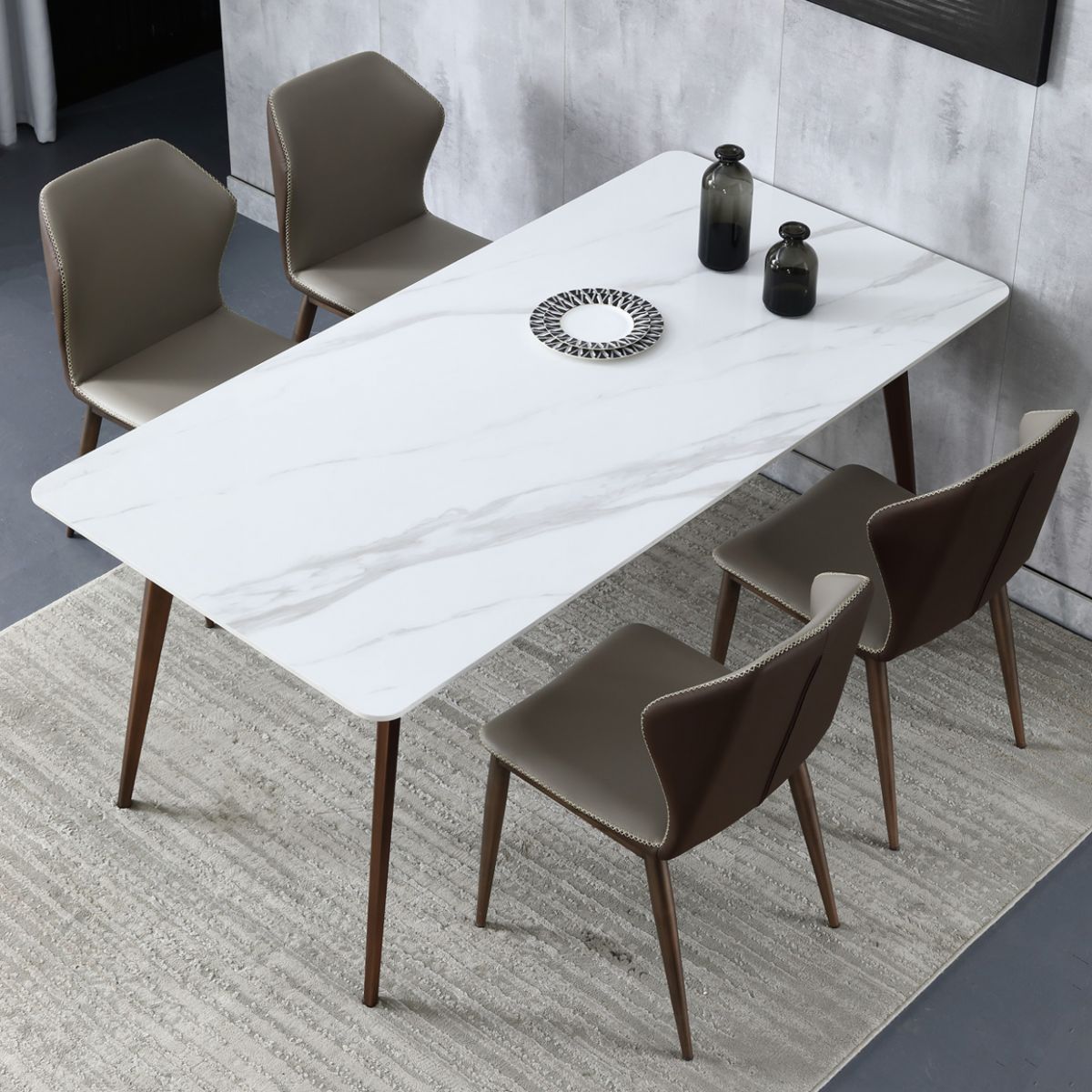 Mesa de comedor rectangular de piedra sinterizada Mesa de cocina moderna para comedor
