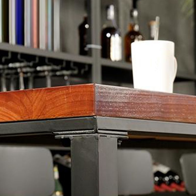 Mesa de bar rectangular contemporánea, mesa de comedor de madera maciza con base de caballete
