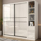 Sliding Door Wardrobe Closet White Wood Wardrobe Armoire with Shelves