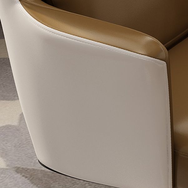 フェイクレザータスクチェアモダンな調整可能なスイベルオフィスチェア固定腕