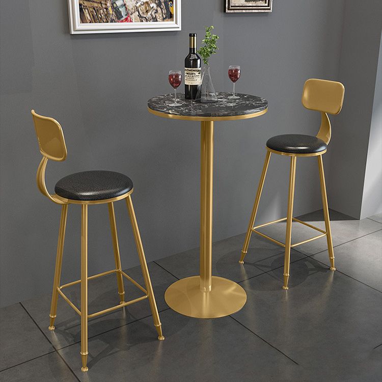 Metal Contemporary Pub Table Set 1/2/3/4 Pieces Bar Set with Upholstered Stools