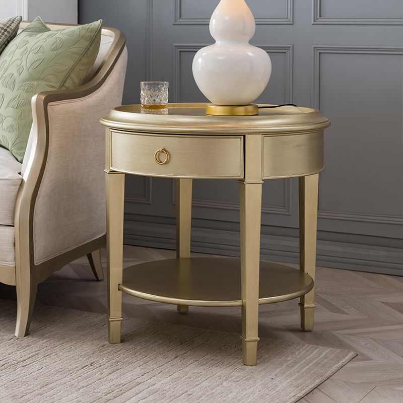 Nordic 25.6" Tall Solid Wood End Table Round Double Tier End Table