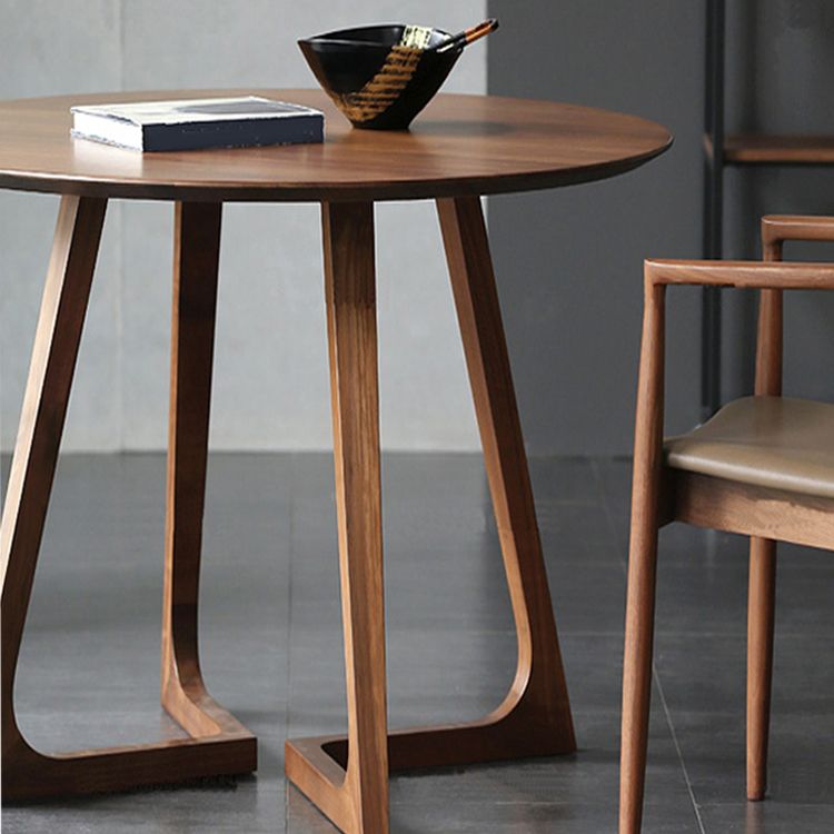 Round Casual Dining Table Brown Tone Fixed Table with Double Pedestal Base Clearhalo ' dining_table' 'Dining Tables & Seating' 'Dining Tables' 'furn' 'furn_dining_table' 'Furniture' 'furniture_dining_table' 'Kitchen & Dining Furniture' 'kitchen&dining_furn' 'kitchen' 'kitchen_dining_table' 1200x1200_fac4d698-5348-4b4a-afcf-7208b9fd482e