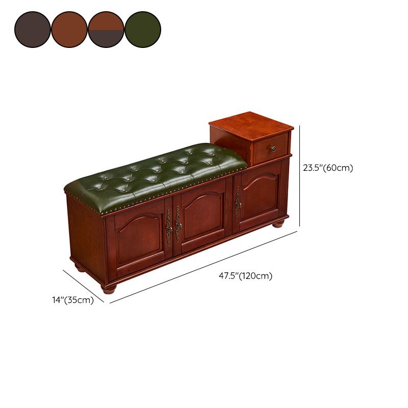 Traditional Entryway Bench Solid Wood Bench with Upholstered , 13.65 Inch W Clearhalo 'Benches' 'Chairs & Seating' 'furn' 'furn_benches' 'Furniture' 'Living Room Furniture' 1200x1200_fac72f0d-1aa6-4632-8a9a-1452a3ec3315