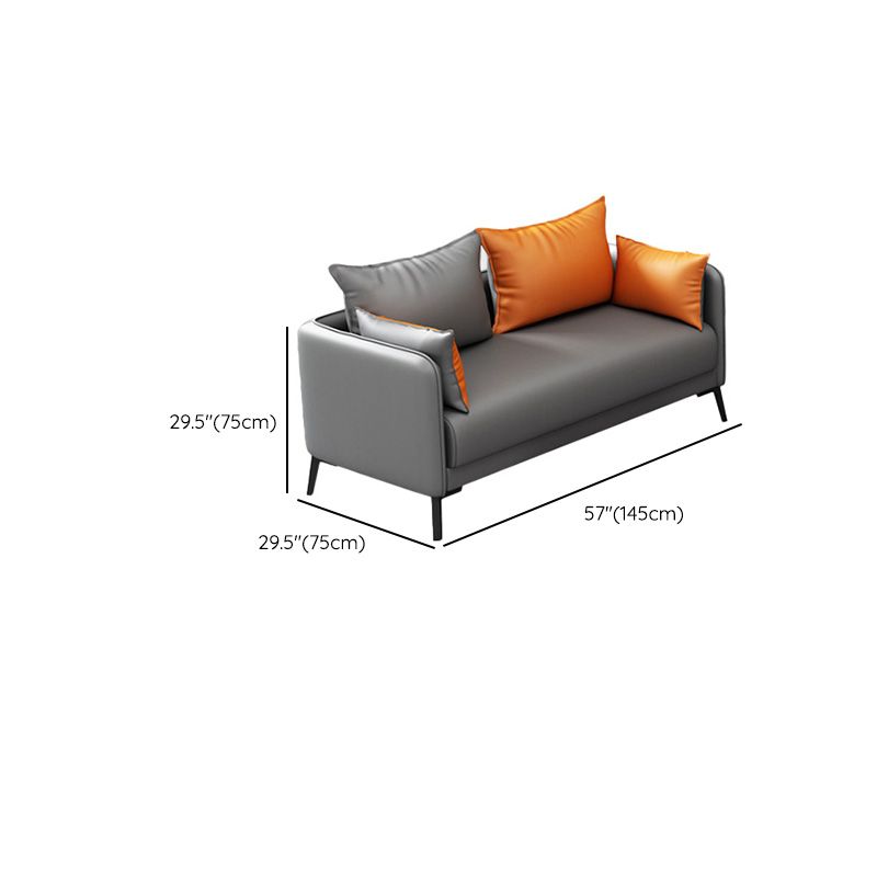 Contemporary Sofa Faux Leather Square Arm Sofa with Pillows for Apartment Clearhalo 'furn' 'furn_sofas' 'Furniture' 'Living Room Furniture' 'Sofa' 'sofas' 1200x1200_fac98a8b-119a-420d-8144-96e7e5154d58