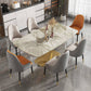 Glam Rectangle Dining Table Sintered Stone Table with Metal Leg for Home Clearhalo 'Dining Tables & Seating' 'Dining Tables' 'dining_table' 'furn' 'furn_dining_table' 'Furniture' 'Kitchen & Dining Furniture' 1200x1200_faca6d21-4f01-49a3-b1f8-779b1db6ebdc