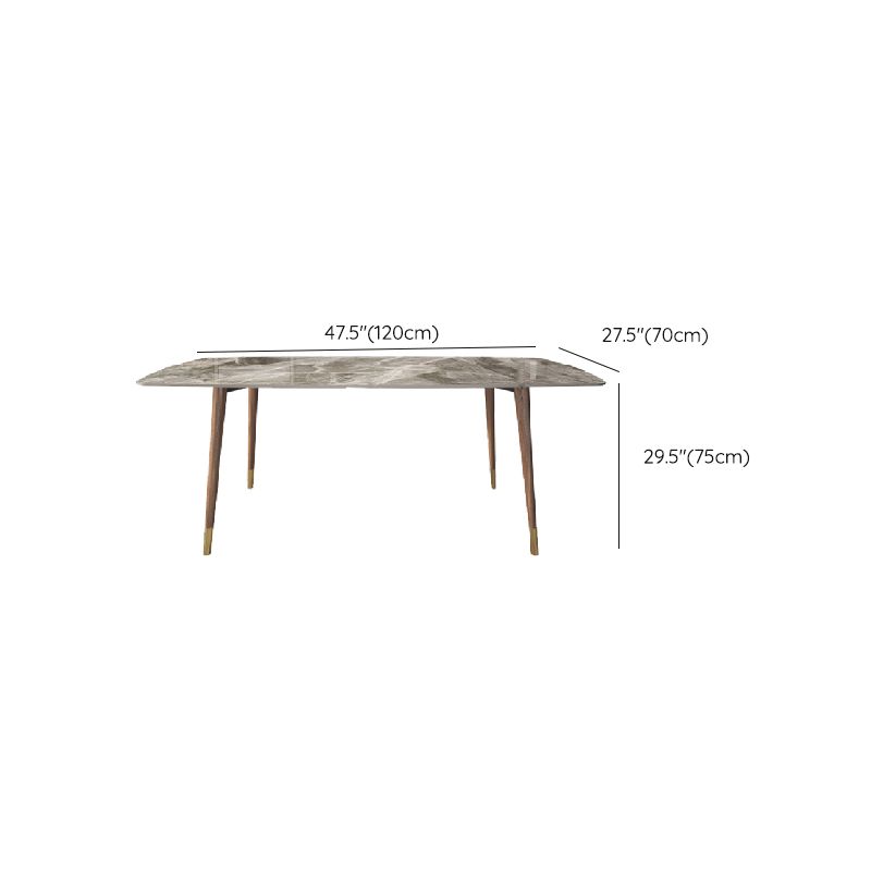 Rectangle Stone Top Dining Table Mid-Century Solid Wood Legs for Home Kitchen Dinner