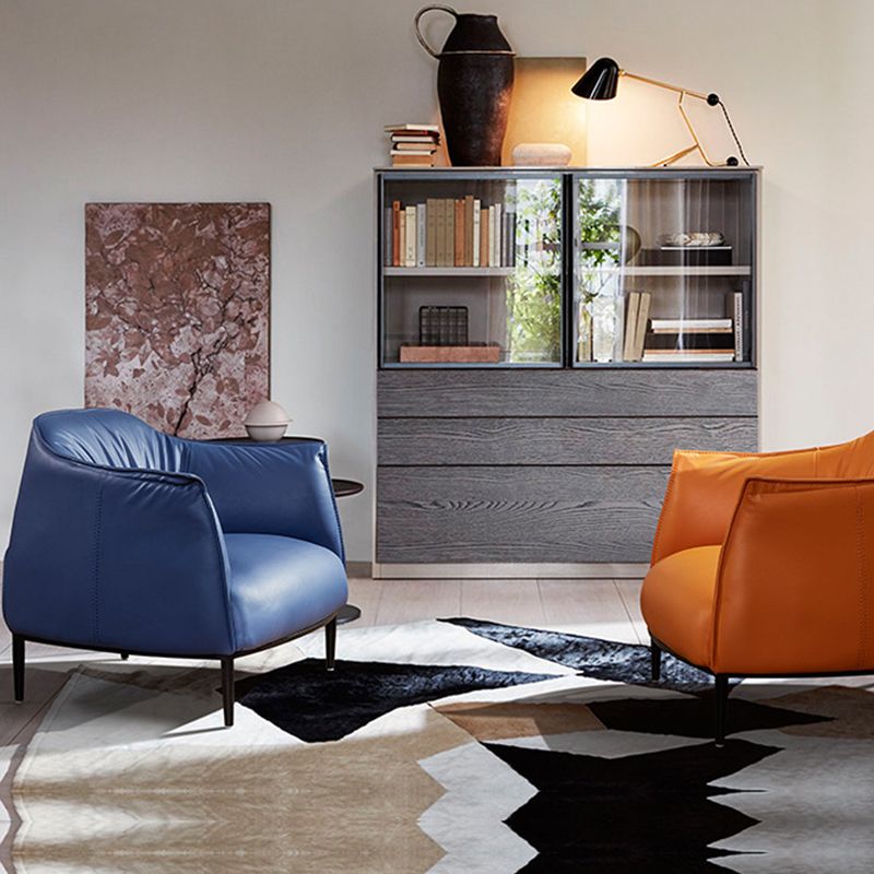 Contemporary Bonded Leather Arms Included Flared Arms Accent Armchair