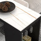 Industrial Iron Bar Table Faux Marble Rectangle Top 41.3"H Bistro Table with Storage Clearhalo 'Bar Furniture' 'Bar Tables' 'bar_tables' 'furn' 'furn_bar_tables' 'Furniture' 'furniture_bar_tables' 'Kitchen & Dining Furniture' 1200x1200_fad0b326-c343-4bf0-8056-77ee60030401