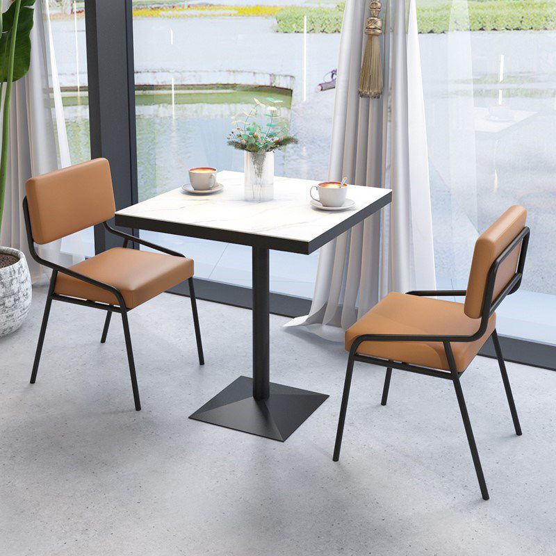 Sintered Stone Dining Table Industrial Square Dining Table with Metal Base Clearhalo 'Dining Tables & Seating' 'Dining Tables' 'dining_table' 'furn' 'furn_dining_table' 'Furniture' 'Kitchen & Dining Furniture' 1200x1200_fad0fbd3-5fc4-4564-b089-0c7b568be67c