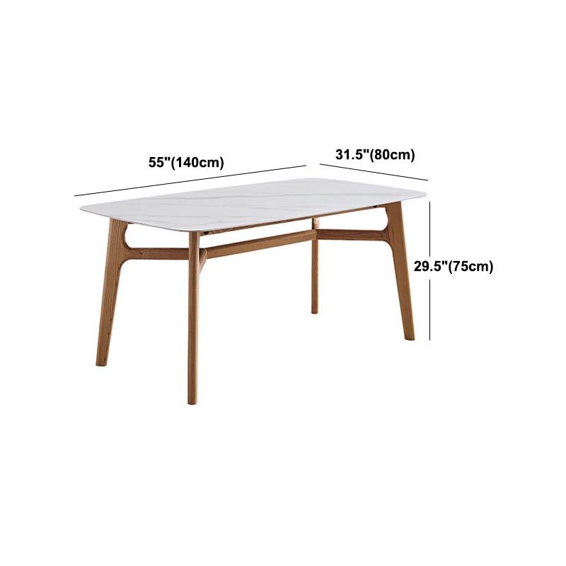 Modern White Stone Top Dinner Table Rectangle Natural Finish Legs Dinette Table Clearhalo 'Dining Tables & Seating' 'Dining Tables' 'dining_table' 'furn' 'furn_dining_table' 'Furniture' 'Kitchen & Dining Furniture' 1200x1200_fad15310-dafb-4c5b-80ab-65b5b7b06f60