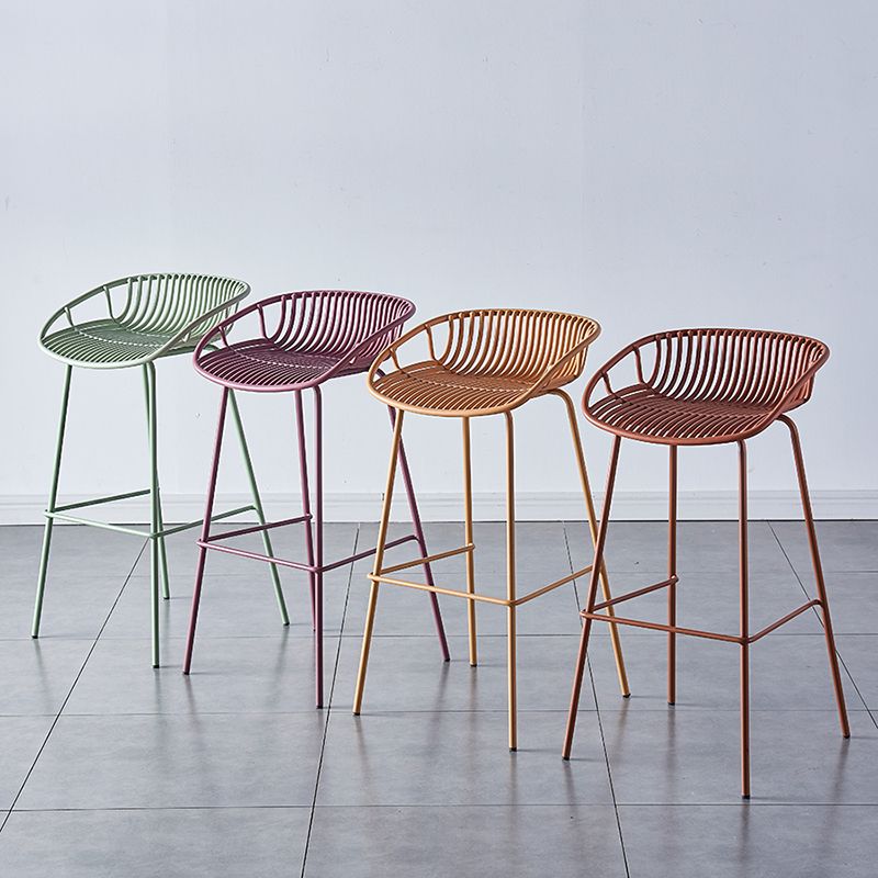 Nordic Backrest Counter Stool with Metal Base Plastic Armless Cafe Bar Chair with 4 Legs Clearhalo 'Bar Furniture' 'Bar Stools' 'bar_stools' 'furn' 'furn_bar_stools' 'Furniture' 'Kitchen & Dining Furniture' 1200x1200_fad2c5b2-530f-4810-be67-229e96603869