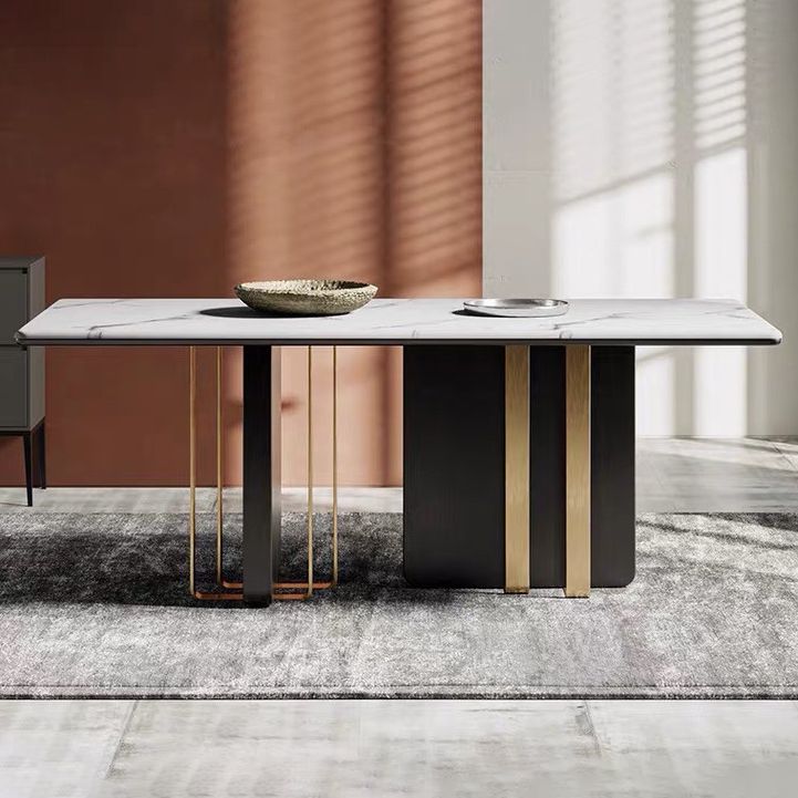 Mesa de comedor rectangular de piedra de lujo tradicional para el hogar