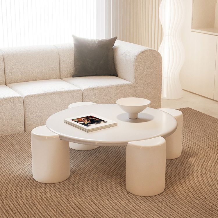 Tavolino moderno in legno massiccio rotondo con caffè a 4 gambe o tavolino