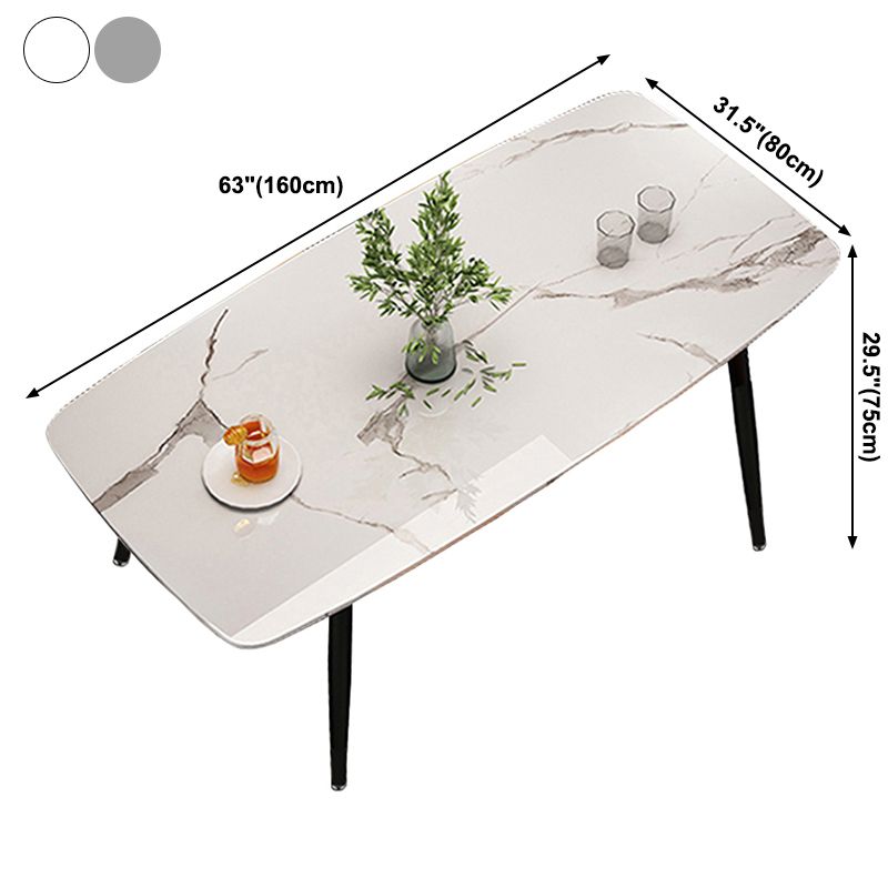 Metal Contemporary Rectangular Dining Table Sintered Stone Table with 4 Metal Legs Clearhalo ' dining_table' 'Dining Tables & Seating' 'Dining Tables' 'furn' 'furn_dining_table' 'Furniture' 'furniture_dining_table' 'Kitchen & Dining Furniture' 'kitchen&dining_furn' 'kitchen' 'kitchen_dining_table' 1200x1200_fad6be01-03ac-432e-bfc3-1f7698c9ddd3