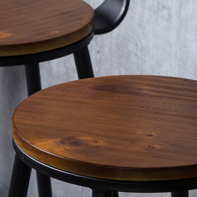 Eigentijdse massief houten dinerkrukken armloze barkrukken met metalen basis