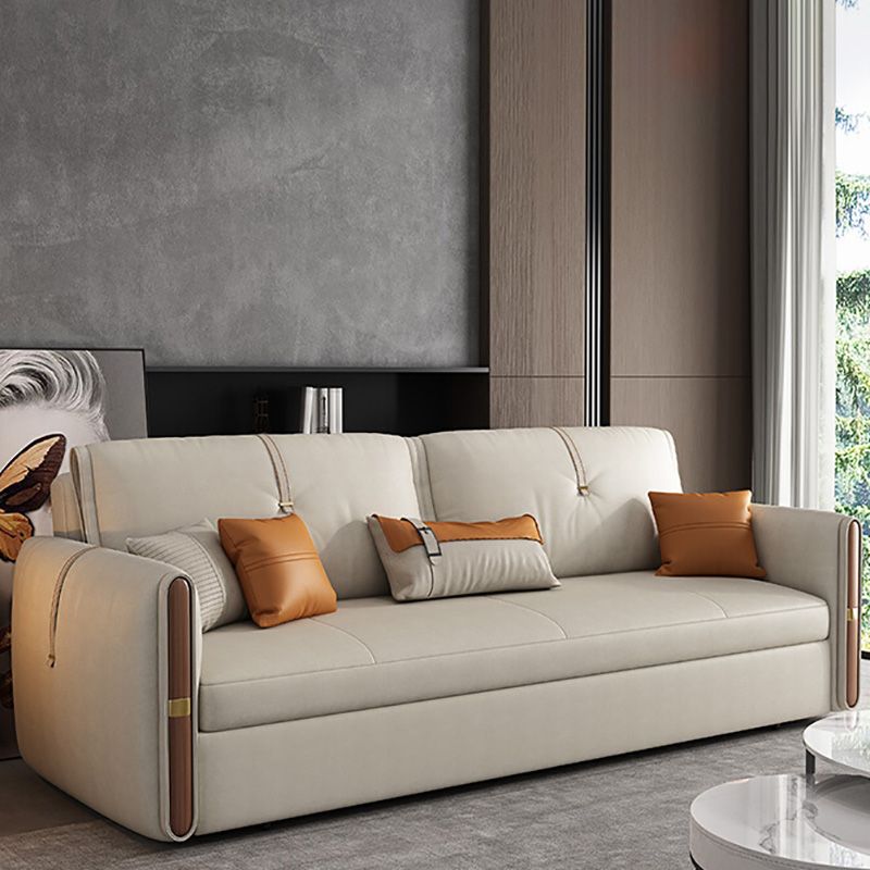 Glam Style Beige Futon Sofa Bed with Box and Black Metal Base Clearhalo 'furn' 'furn_futons' 'Furniture' 'Futons & Daybeds' 'Futons' 'Living Room Furniture' 1200x1200_fad76af2-9034-438f-9b8b-a247090e0bd7