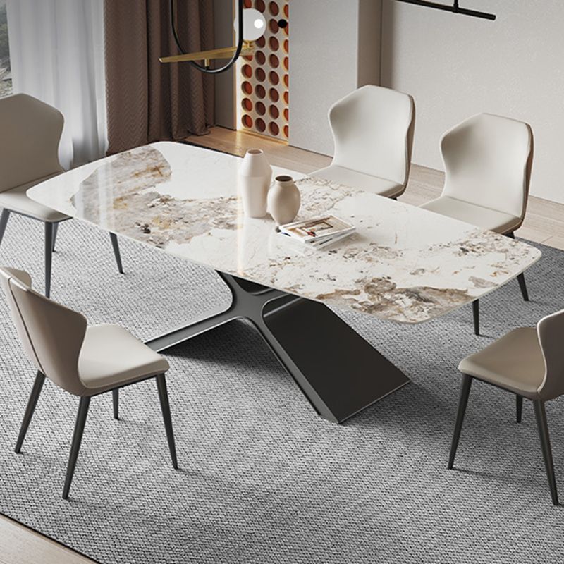 Metal Traditional Luxury Rectangle Table Sintered Stone Top Indoor Table with Pedestal Clearhalo ' dining_table' 'Dining Tables & Seating' 'Dining Tables' 'furn' 'furn_dining_table' 'Furniture' 'furniture_dining_table' 'Kitchen & Dining Furniture' 'kitchen&dining_furn' 'kitchen' 'kitchen_dining_table' 1200x1200_fad7e534-7507-4d93-8dbd-8bce1004dfec