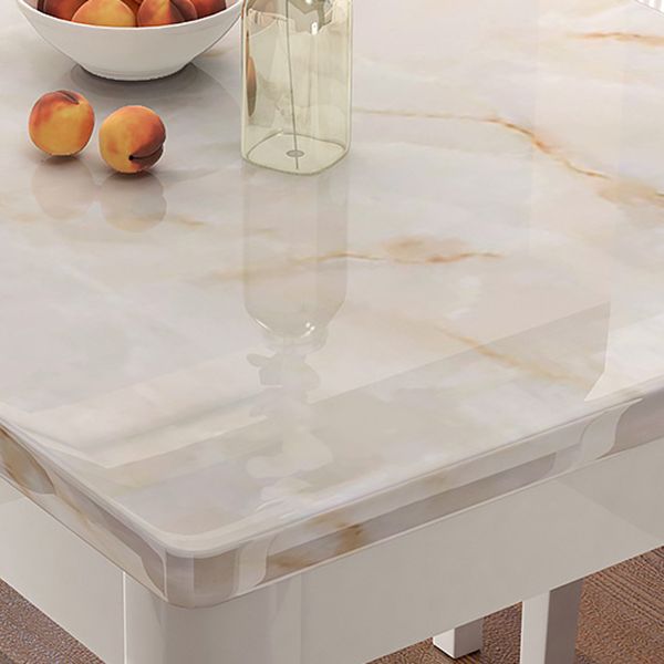 Table de salle à manger rectangulaire Simplicity, collection de salle à manger en faux marbre avec 4 pieds