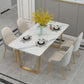 Luxury Sintered Stone Top Kitchen Table Rectangle Table with Double Pedestal in Gold Clearhalo ' dining_table' 'Dining Tables & Seating' 'Dining Tables' 'furn' 'furn_dining_table' 'Furniture' 'furniture_dining_table' 'Kitchen & Dining Furniture' 'kitchen&dining_furn' 'kitchen' 'kitchen_dining_table' 1200x1200_fada2f1e-f878-47d0-a852-08da23a0f210