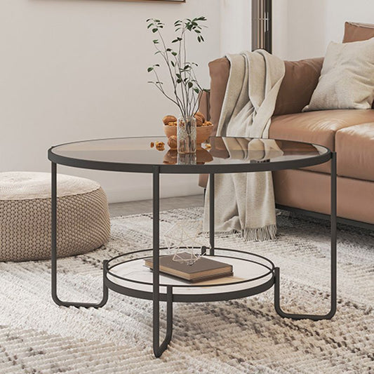 Modern 1 Single Frame Coffee Table Round Cocktail Table with Storage Clearhalo 'Coffee & Accent Tables' 'Coffee Tables' 'coffee_tables' 'furn' 'furn_coffee_tables' 'Furniture' 'furniture_coffee_tables' 'Living Room Furniture' 1200x1200_fadef603-9e3e-40d2-a30f-9d2071d0434b