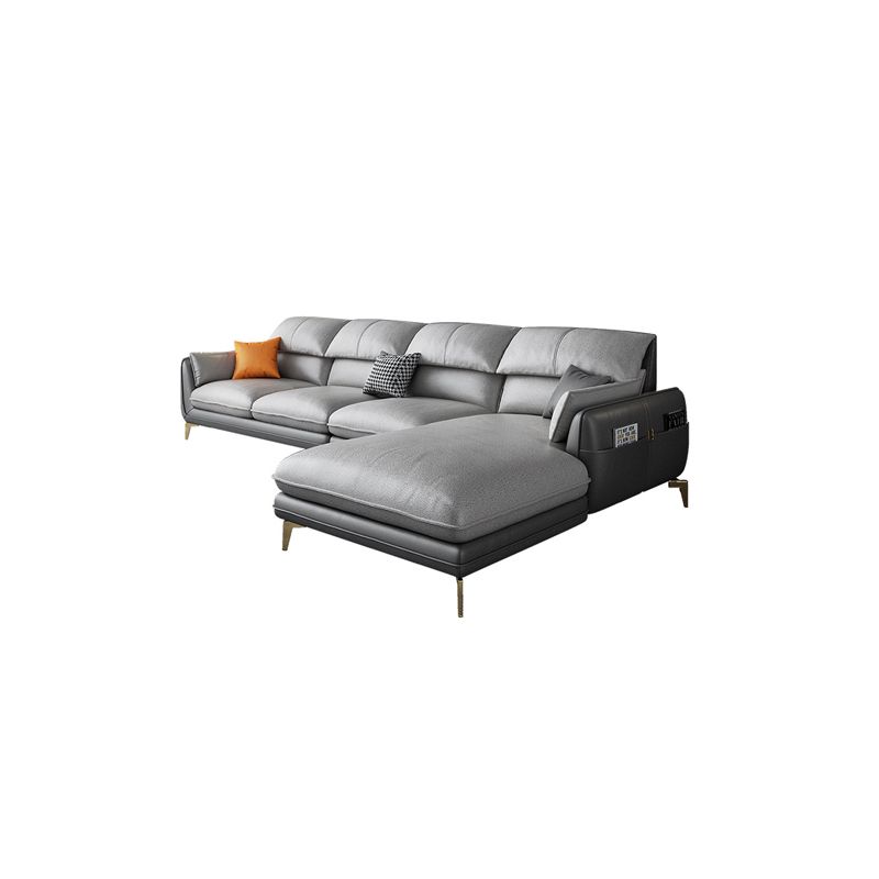 Scandinavian Right Hand Facing Sectional Fabric Sofa and Chaise with Storage Clearhalo 'furn' 'furn_sectionals' 'Furniture' 'furniture_sectionals' 'kitchen' 'kitchen_sectionals' 'Living Room Furniture' 'Sectionals' 1200x1200_fadfa54a-0d96-45be-8127-91f06160e58a