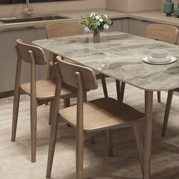 Medieval Modern Sintered Stone Top Dining Table Rectangle Table with Wooden 4 Legs Clearhalo 'Dining Tables & Seating' 'Dining Tables' 'dining_table' 'furn' 'furn_dining_table' 'Furniture' 'furniture_dining_table' 'Kitchen & Dining Furniture' 'kitchen' 'kitchen_dining_table' 1200x1200_fae00359-70c8-4a33-b579-80f591462f1f