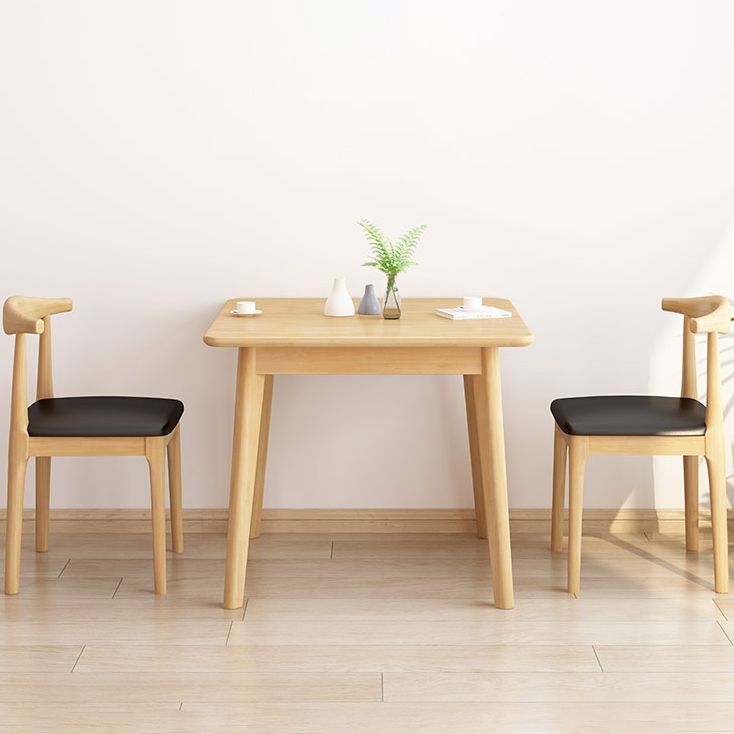 Square 4 Legs Industrial Dining Table Wood Color Fixed Table with Rubberwood Solid Wood Clearhalo ' dining_table' 'Dining Tables & Seating' 'Dining Tables' 'furn' 'furn_dining_table' 'Furniture' 'furniture_dining_table' 'Kitchen & Dining Furniture' 'kitchen&dining_furn' 'kitchen' 'kitchen_dining_table' 1200x1200_fae01520-0b28-4a48-af2b-04305f7ea628